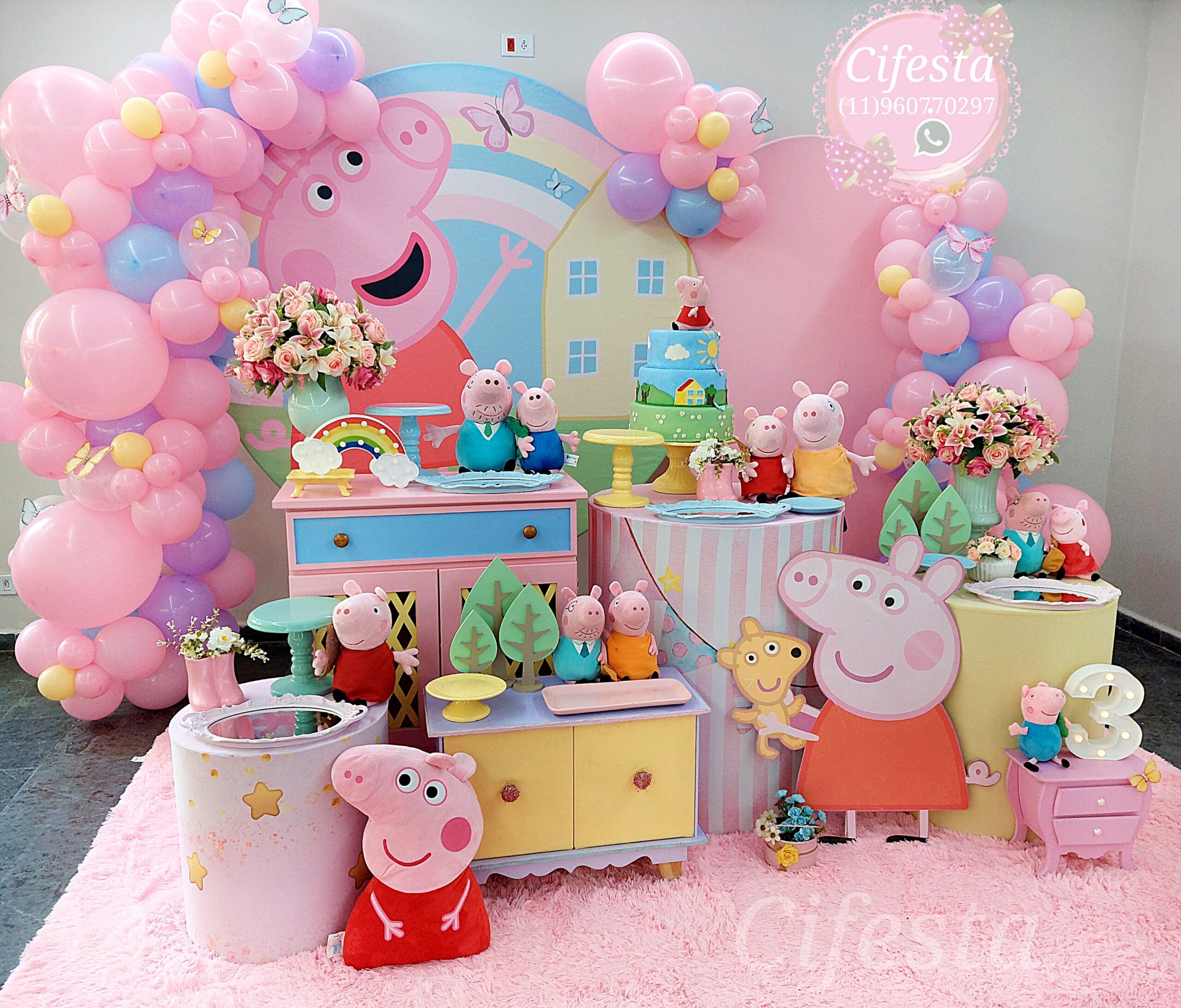 Decoraçãp Peppa Pig, Festa Infantil, Cenário com Balões - Imagem 3